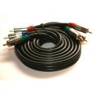 Component 6ft Black Cable Triple RCA Shielded Metal Connectors